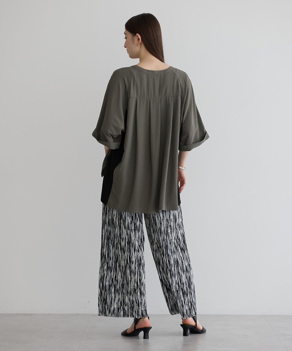 YECCA VECCA ギャザーデザイン配色シャツ 