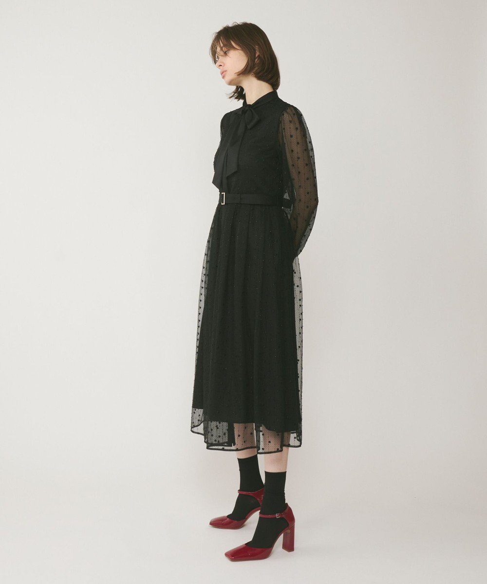 GRACE CONTINENTAL ビーズ刺繍ドットドレス 