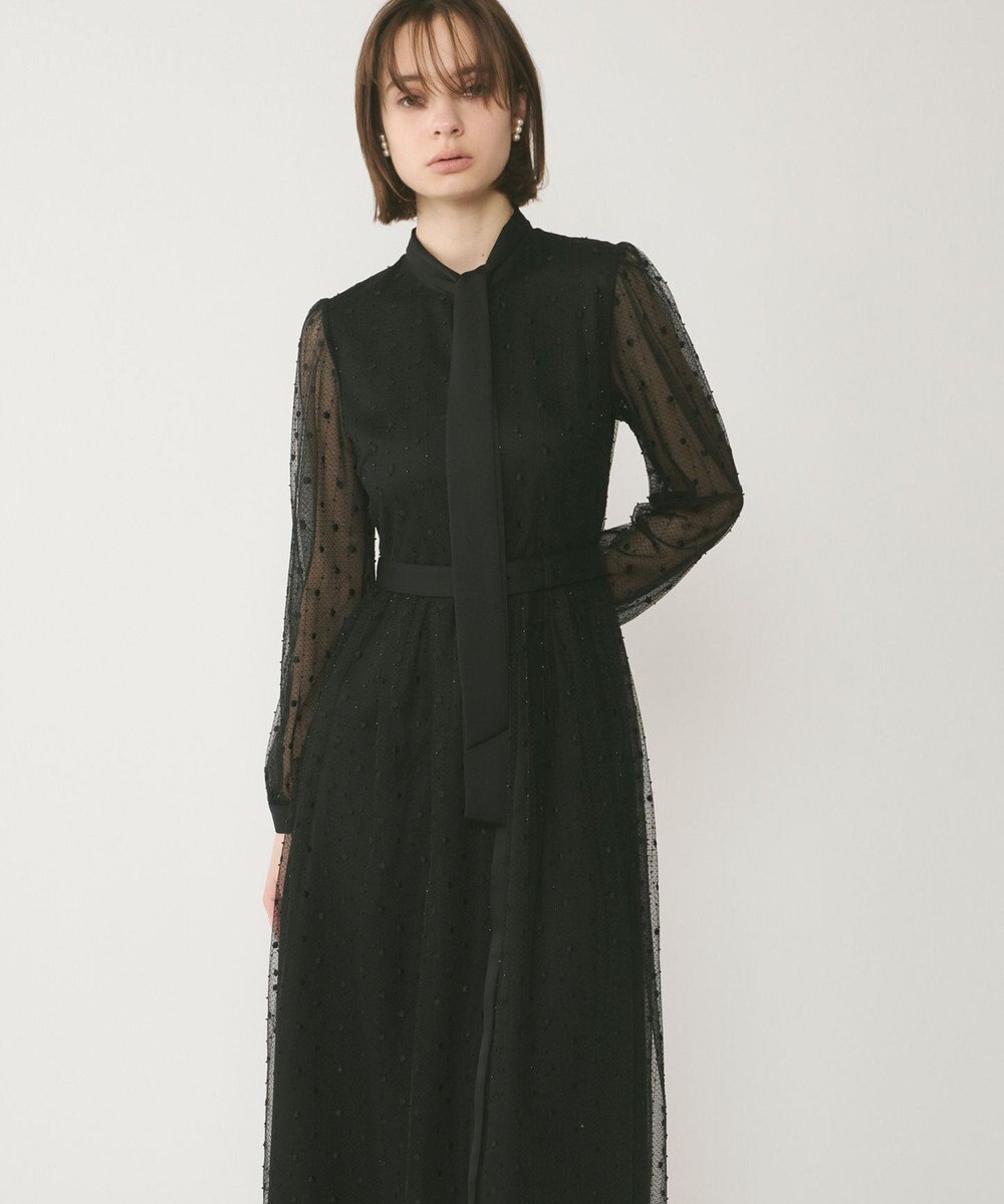 GRACE CONTINENTAL ビーズ刺繍ドットドレス 