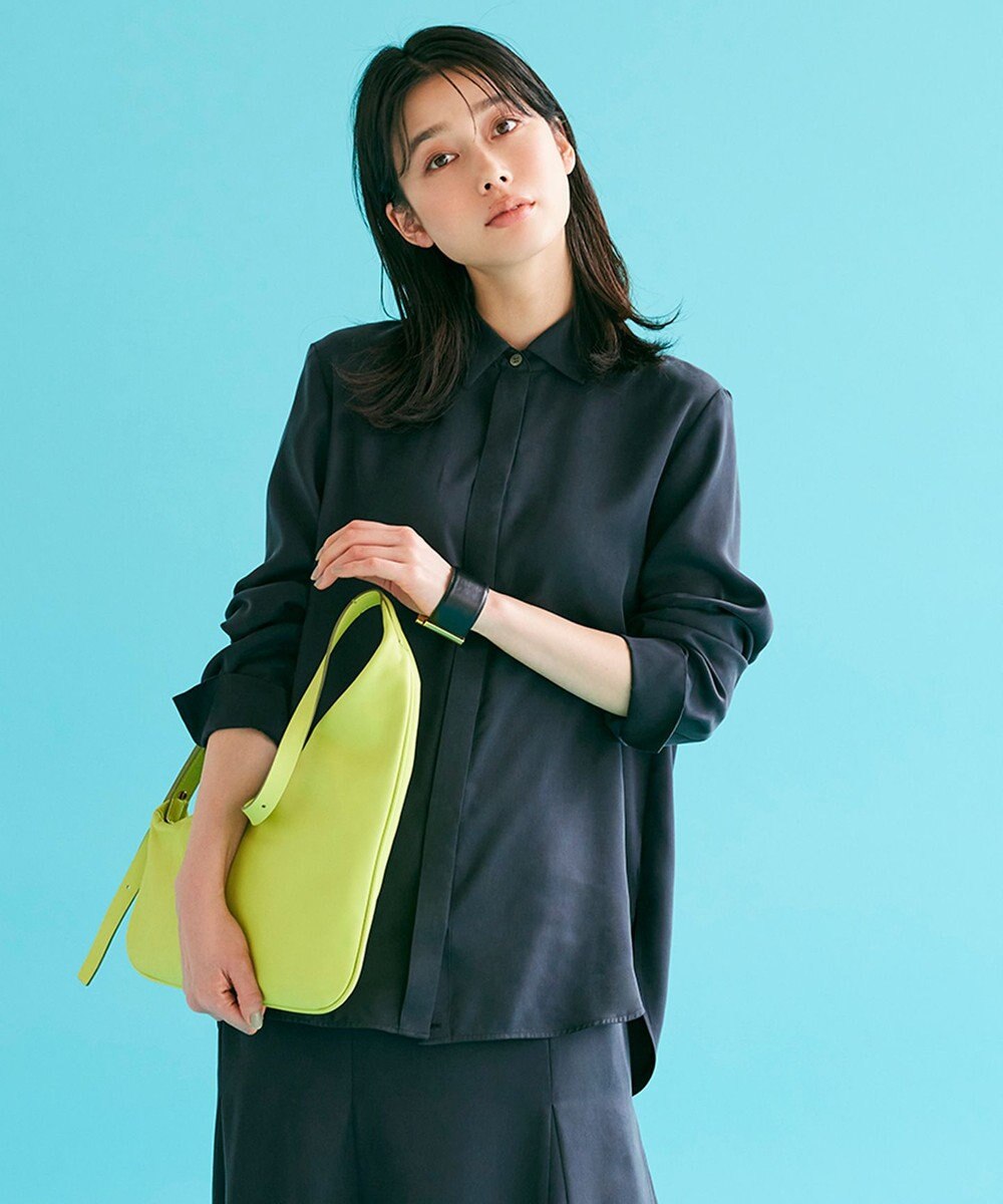 ICB 【洗える】 ルゼブフィブリルサテン シャツ 