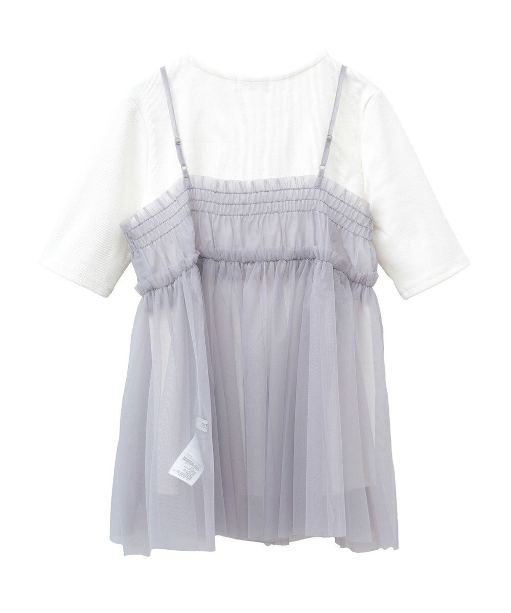 earth music&ecology ＳＥＴ２点チュールビスチェ＋リブプルオーバー 