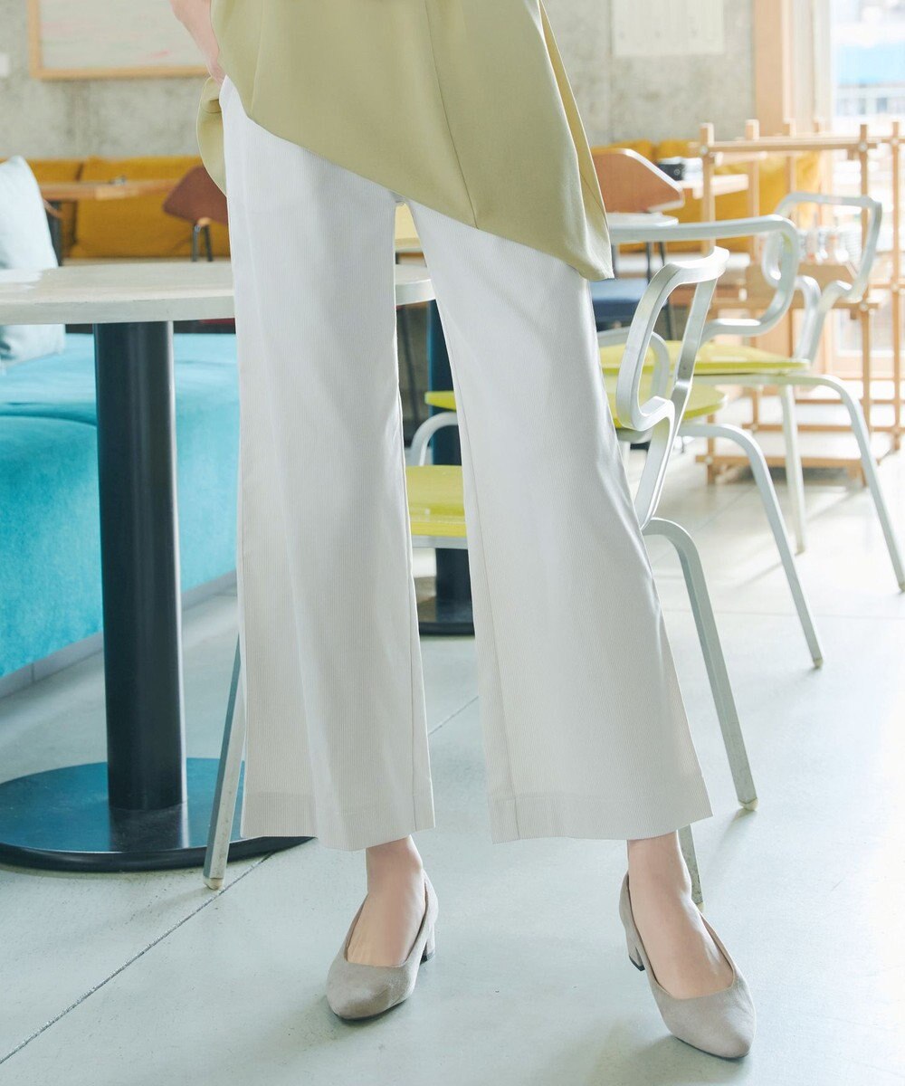 Tiaclasse ストライプストレッチワイドパンツ 