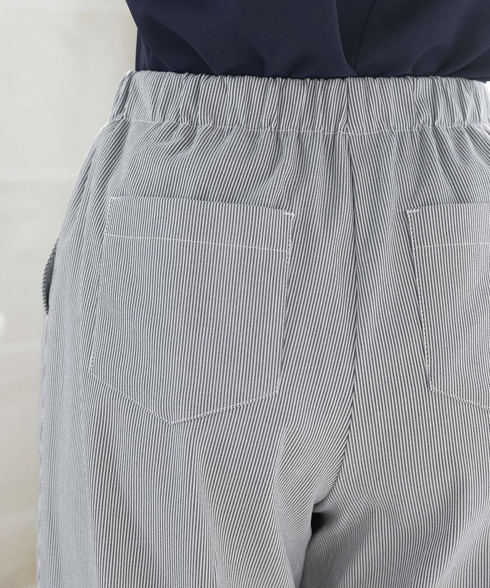 Tiaclasse ストライプストレッチワイドパンツ 