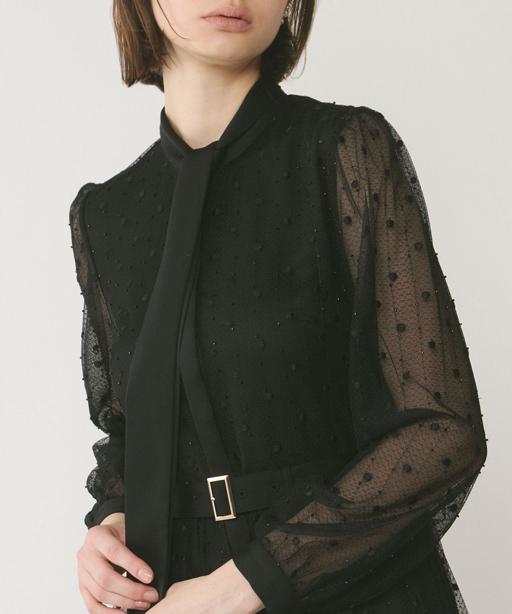 GRACE CONTINENTAL ビーズ刺繍ドットドレス 