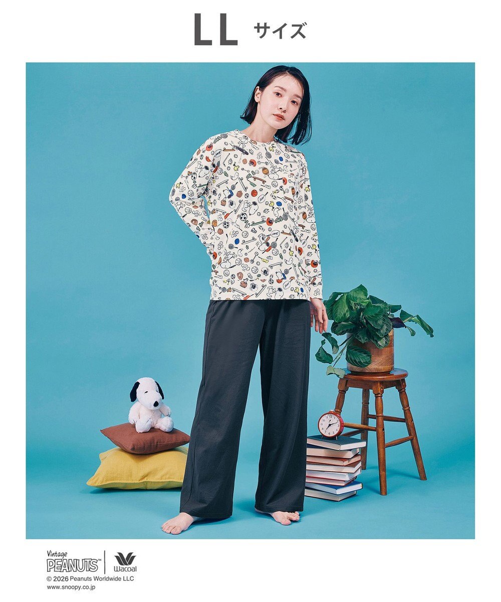 WACOAL PEANUTS パジャマ 長袖 長ズボン 綿100%(本体) スヌーピー レディース FDX561 /ワコール 