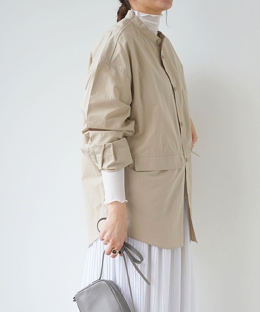 WHITE MAILS 【UNISEX】COTTON PAPER POPLIN BAND COLLAR SHIRT シャツ 