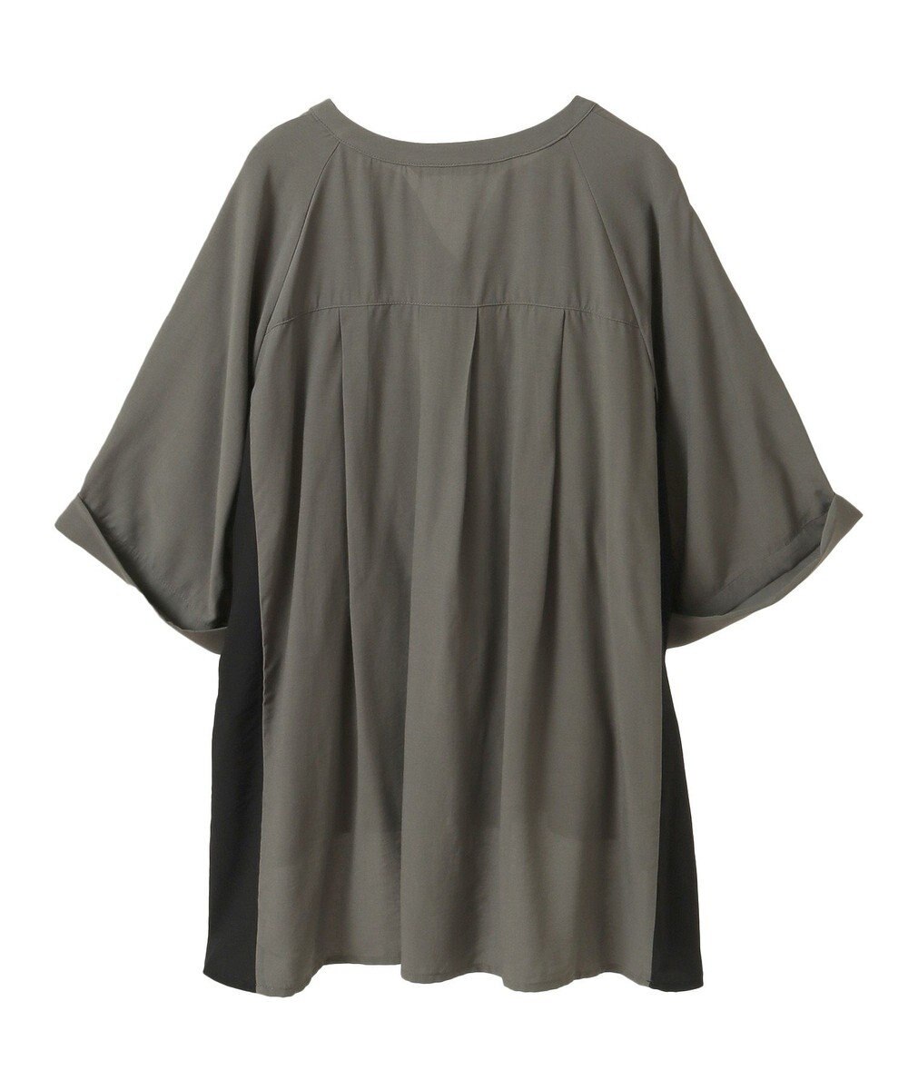 YECCA VECCA ギャザーデザイン配色シャツ 