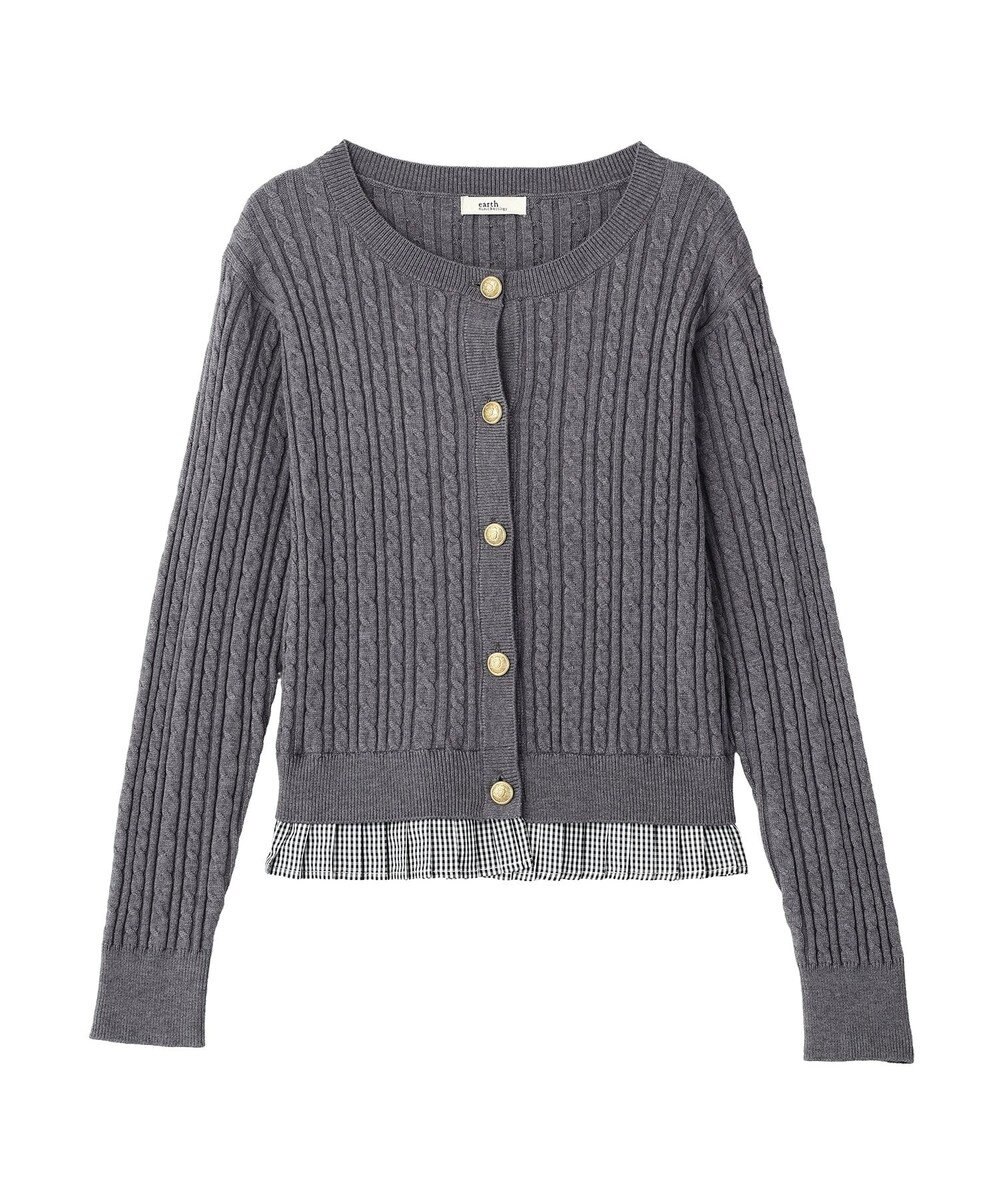 earth music&ecology 【予約】プリーツレイヤーケーブルニットカーディガン 