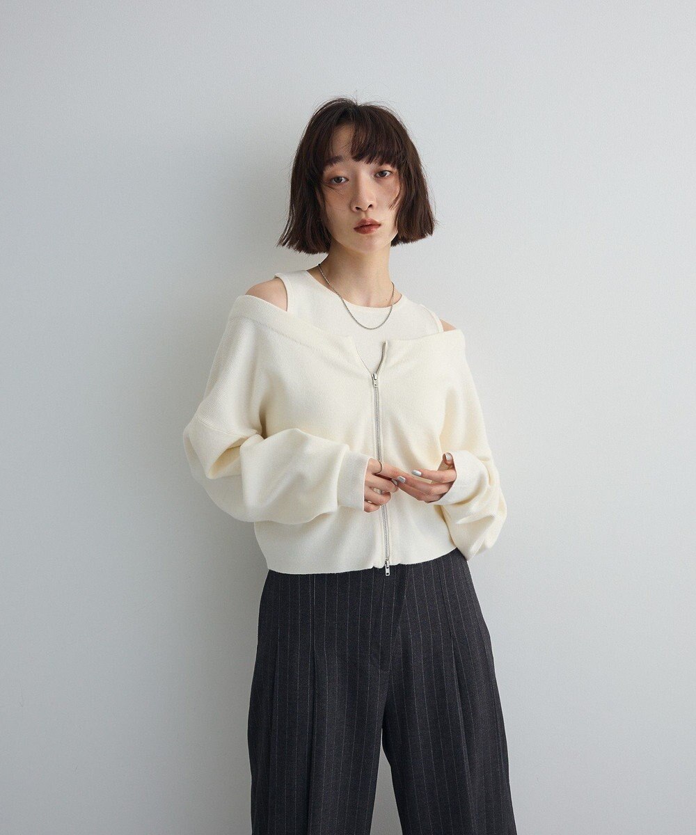 Green Parks SET2点Zipニットカーディガン+アメスリタンク 