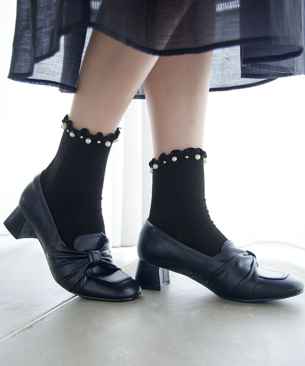 Tiaclasse パール付きフリルソックス 
