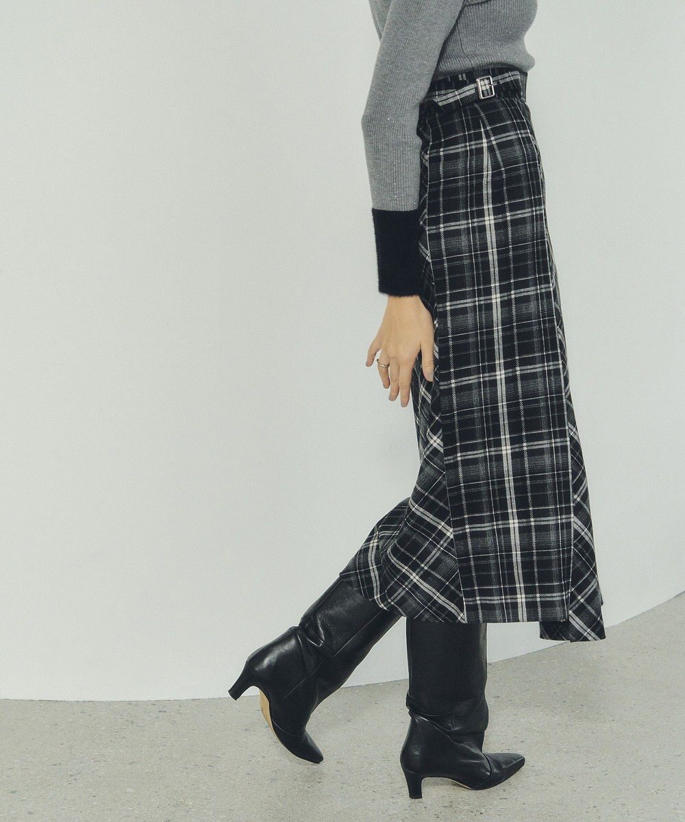 YECCA VECCA チェック柄アシメデザインスカート 