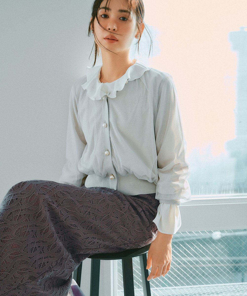 23区 【洗える】ジオメトリックレース Iライン スカート 