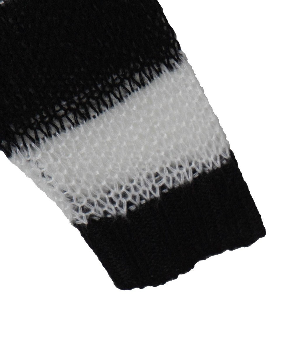 WEGO ボーダーモヘアタッチメッシュニットプルオーバー 