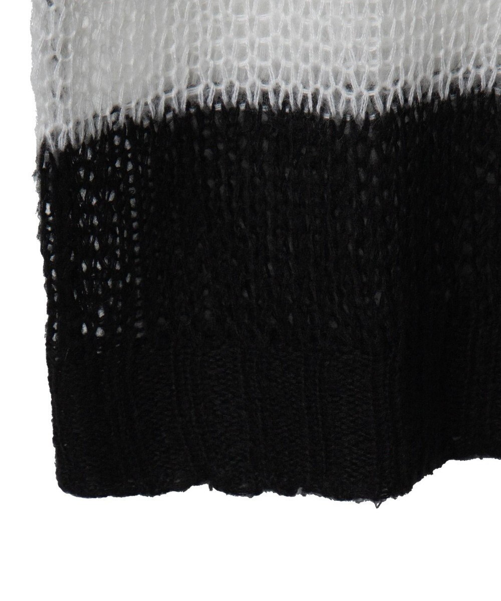 WEGO ボーダーモヘアタッチメッシュニットプルオーバー 