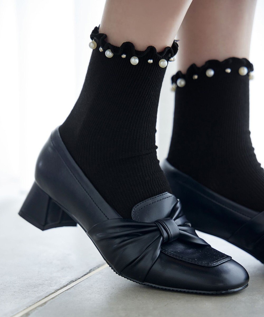 Tiaclasse パール付きフリルソックス 