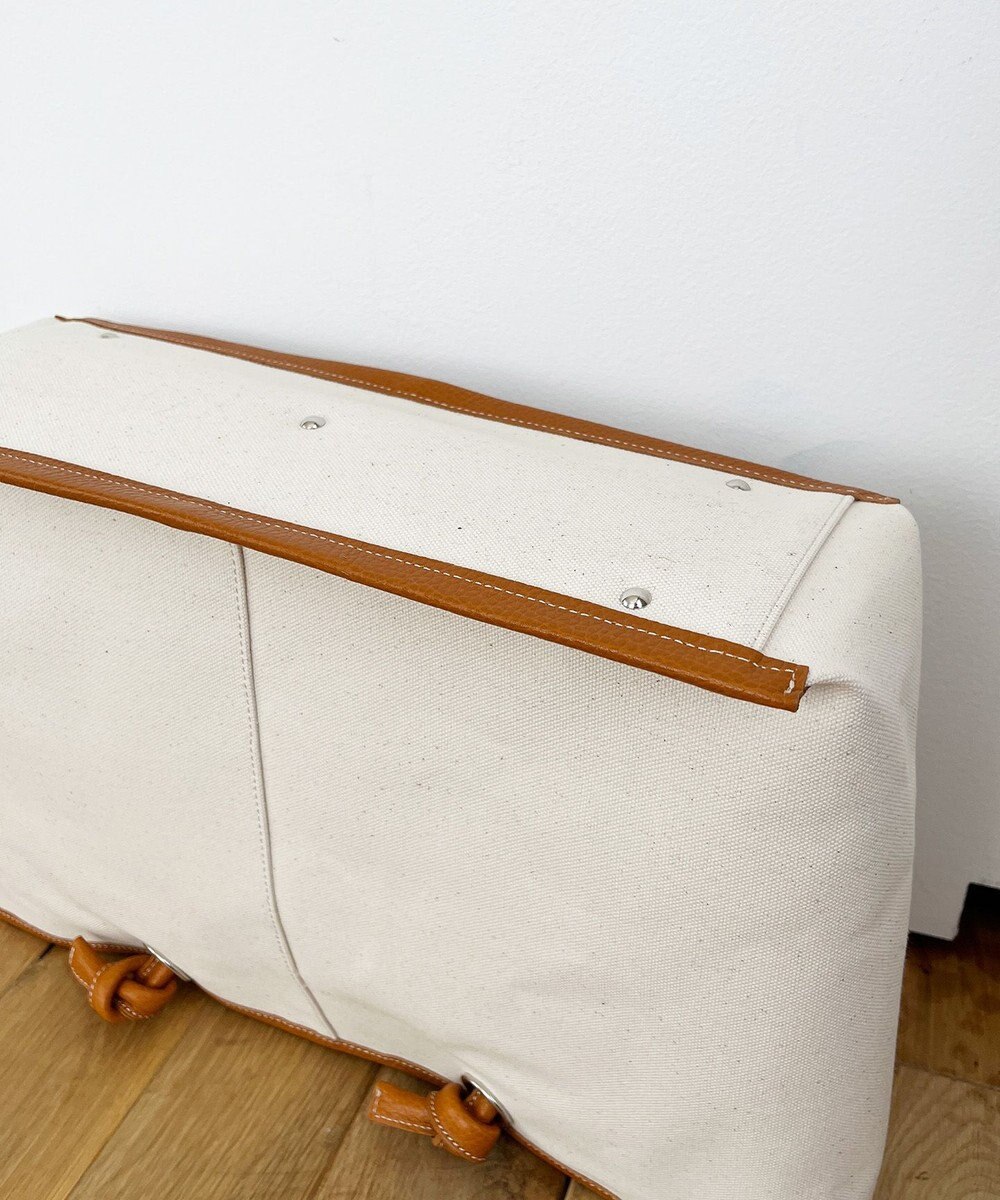 Hekhèr Le Style de Vie 【日本製 / A4サイズ対応/2WAY】コットンキャンバス×シュリンクレザー ノットトートバッグ large 