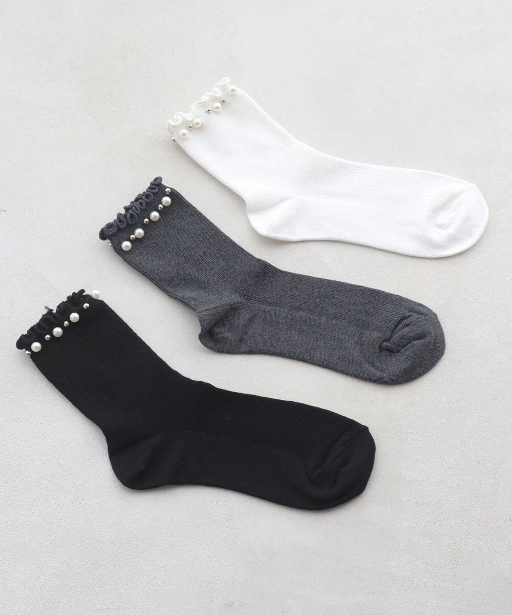 Tiaclasse パール付きフリルソックス 