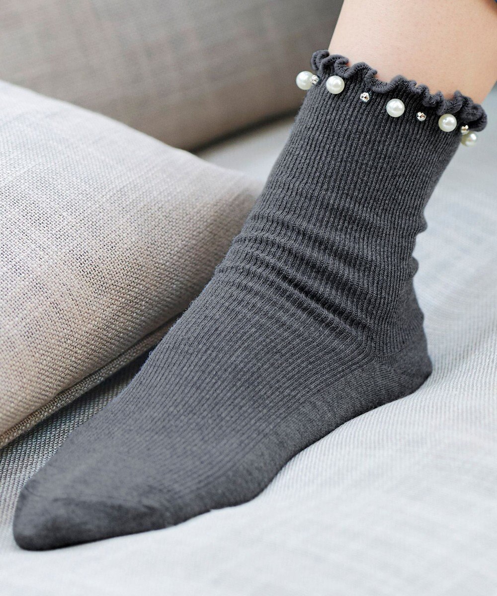 Tiaclasse パール付きフリルソックス 