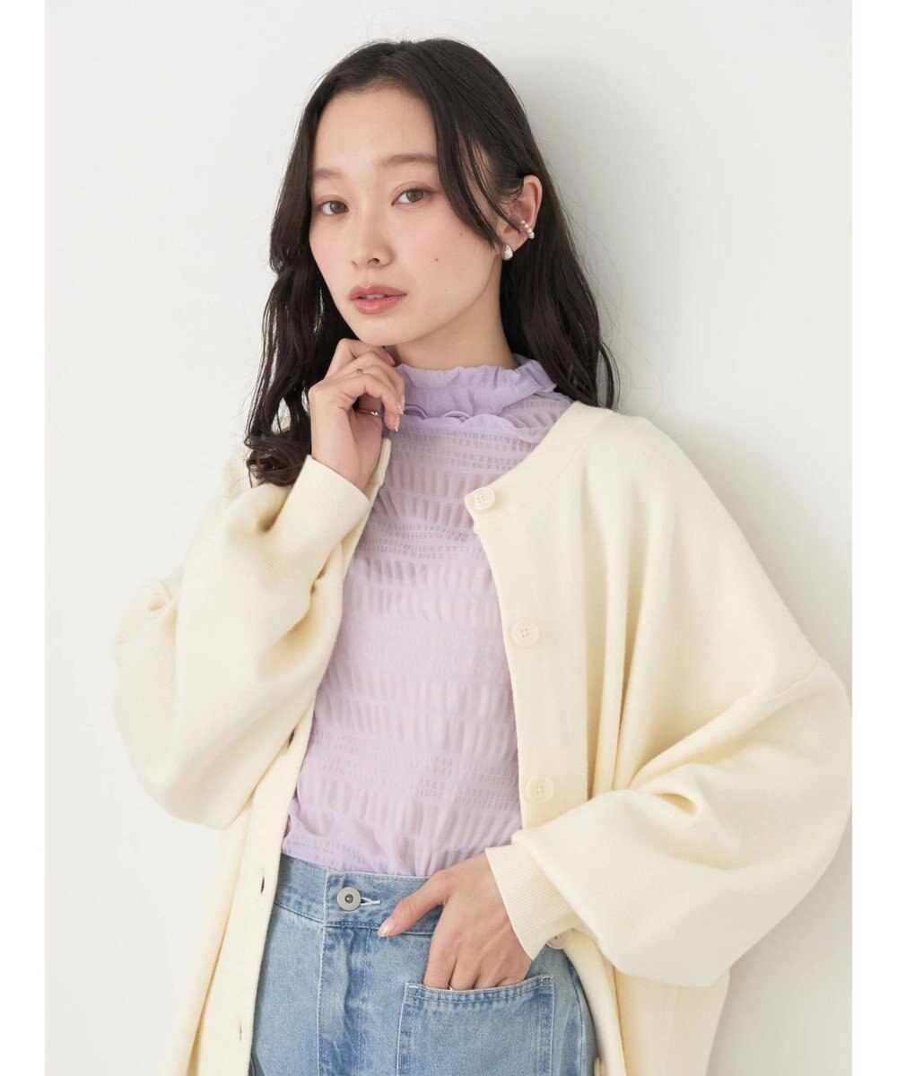 earth music&ecology ジャガードシャーリングシアートップス 