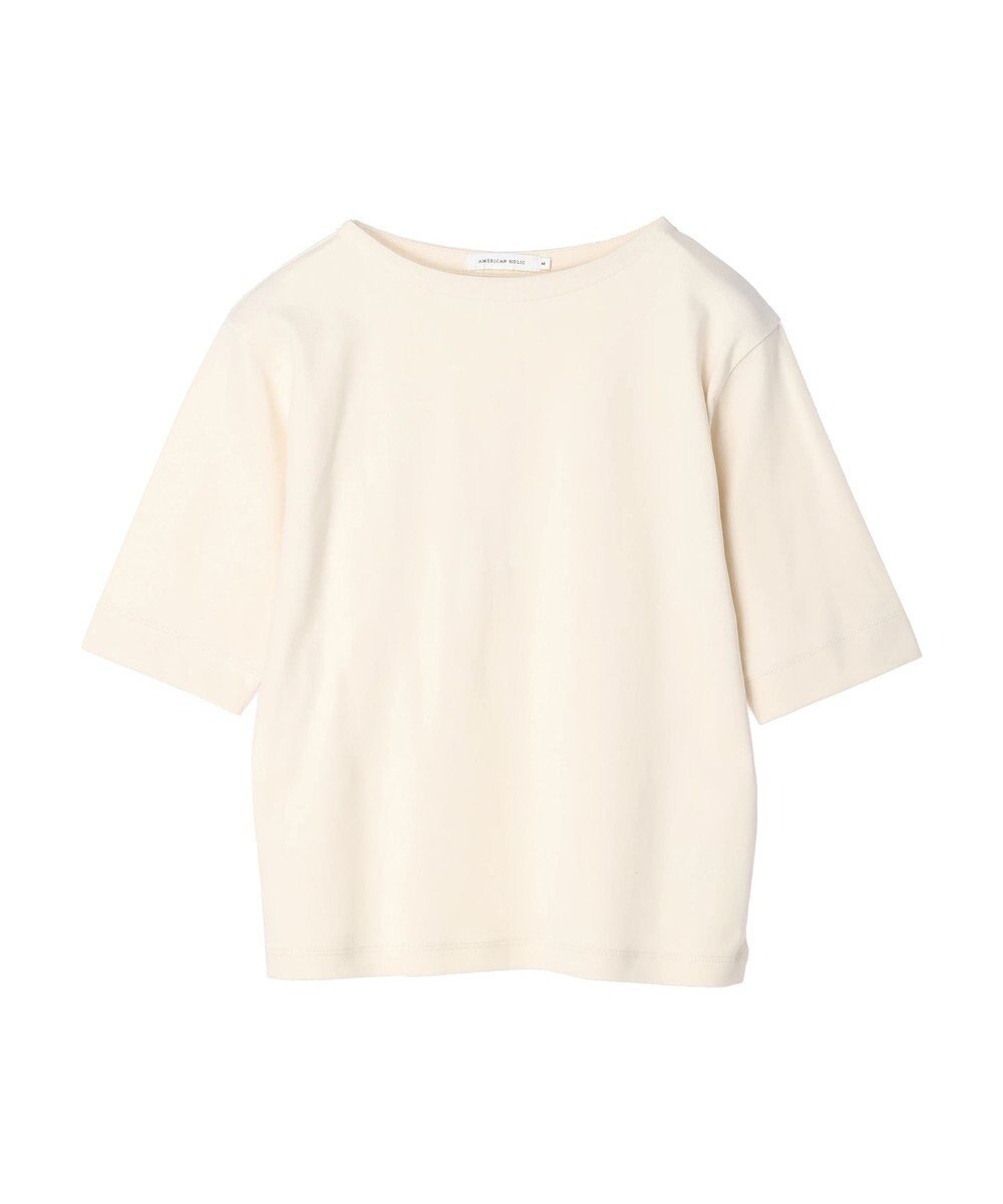 AMERICAN HOLIC ５分袖ボートネックカットプルオーバー 