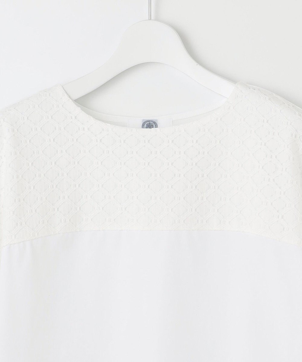 J.PRESS LADIES 【吸水速乾】レーシーコンビ フレンチスリーブ カットソー 
