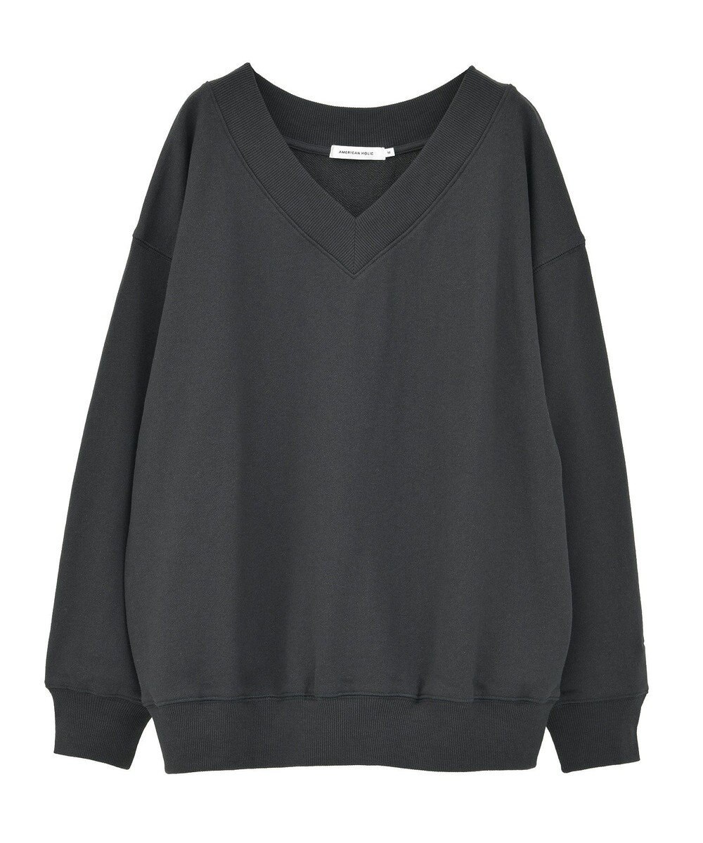 AMERICAN HOLIC Vネックワンポイントロゴスウェットプルオーバー 