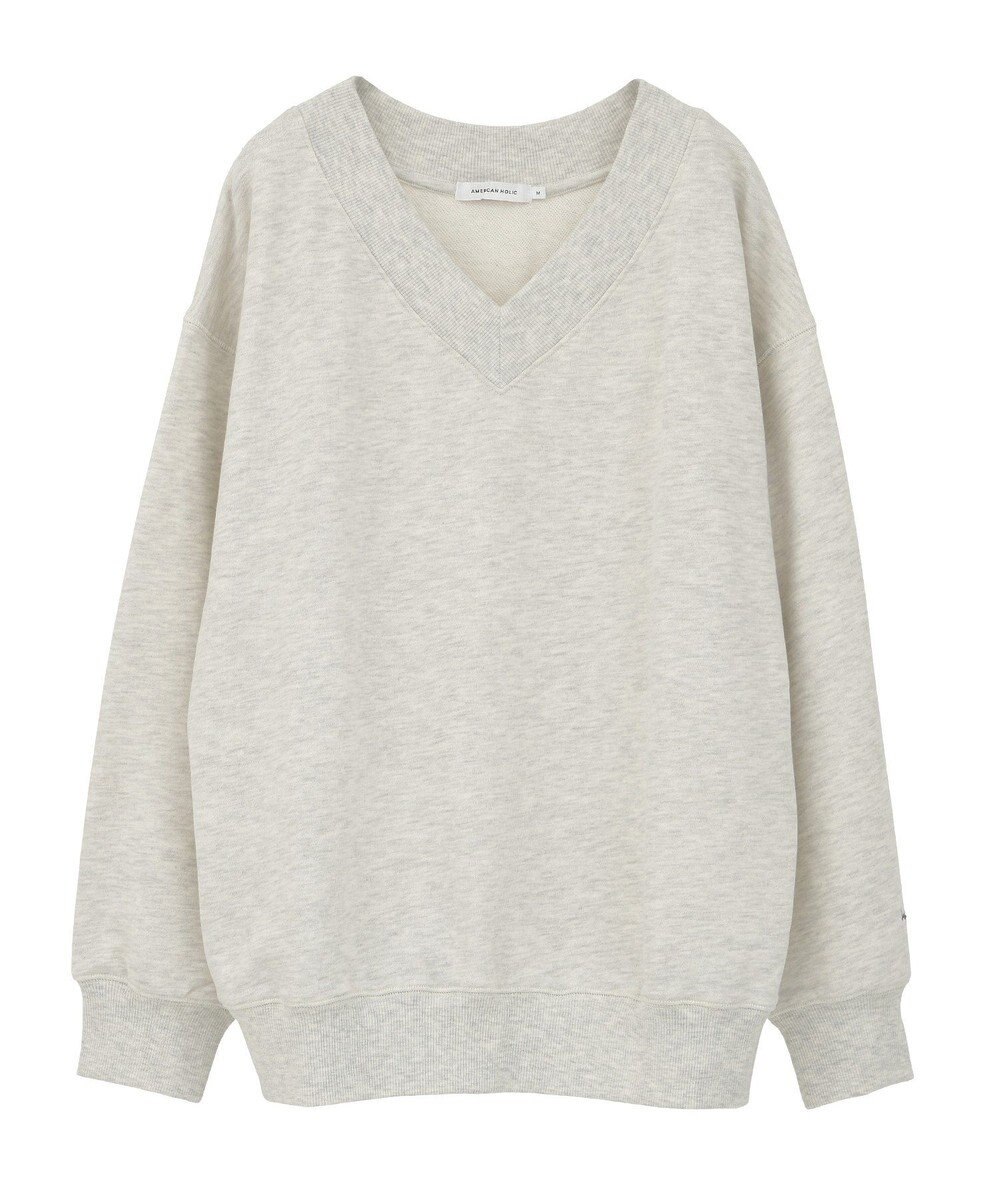 AMERICAN HOLIC Vネックワンポイントロゴスウェットプルオーバー 