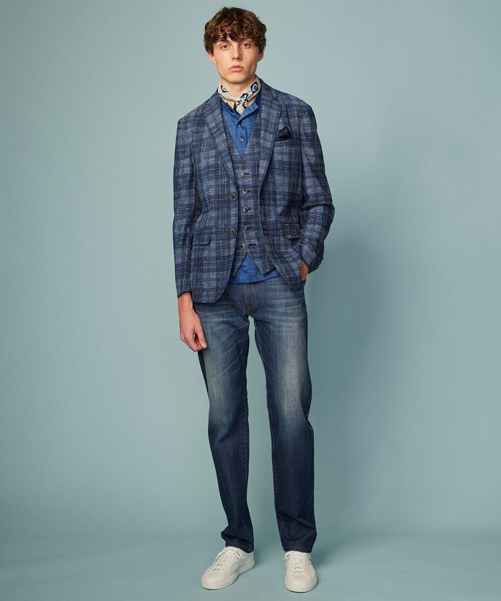 JOSEPH ABBOUD 【イタリア素材/軽量/ストレッチ】サマーツィードジャージープリントベスト 