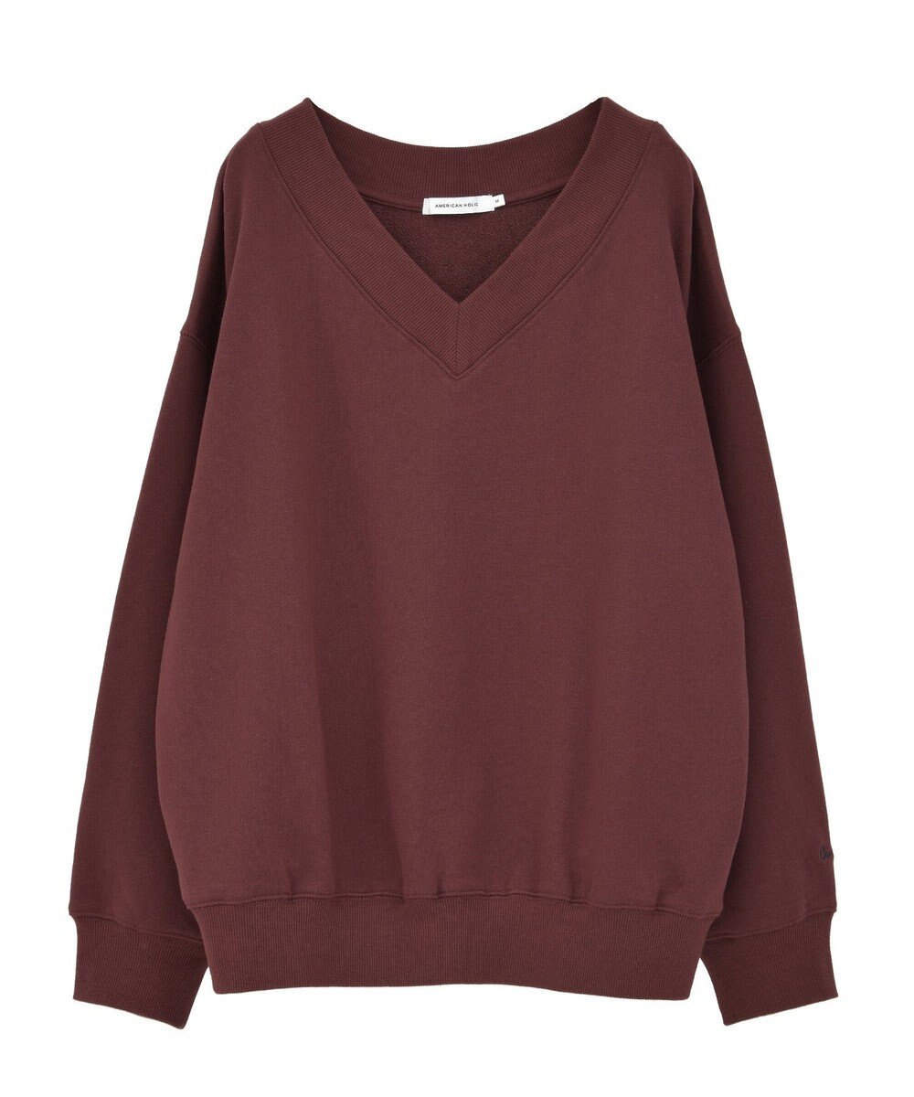 AMERICAN HOLIC Vネックワンポイントロゴスウェットプルオーバー 