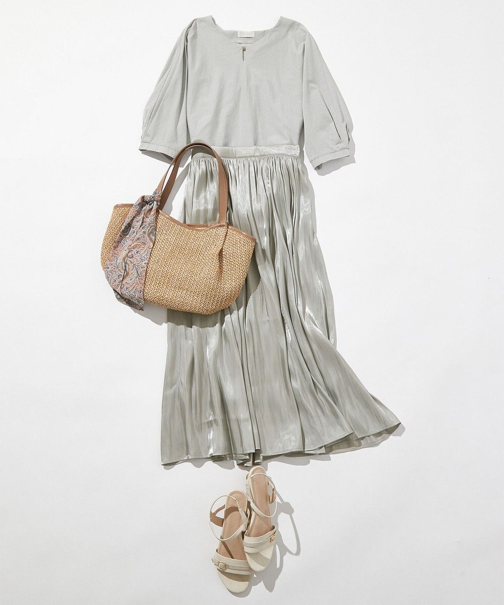 ANY SIS S 【洗える】シルケットストライプドルマン カットソー 