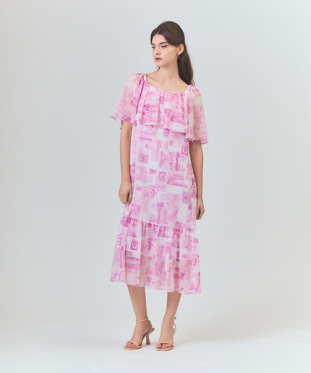 GRACE CONTINENTAL シフォンプリントドレス 