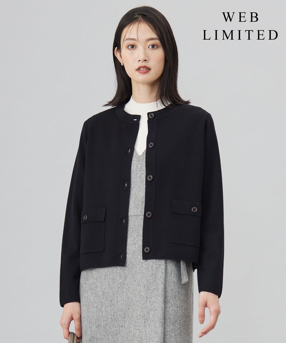 J.PRESS LADIES L 【WEB限定・洗える】WORSTED WOOL クルーネック カーディガン 【WEB限定】ブラック系