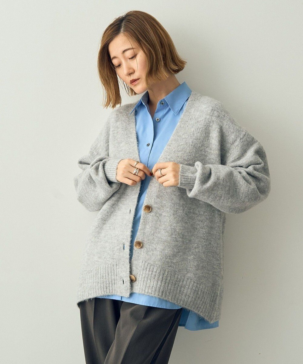 YECCA VECCA Vネックロングニットカーディガン Gray Mixture