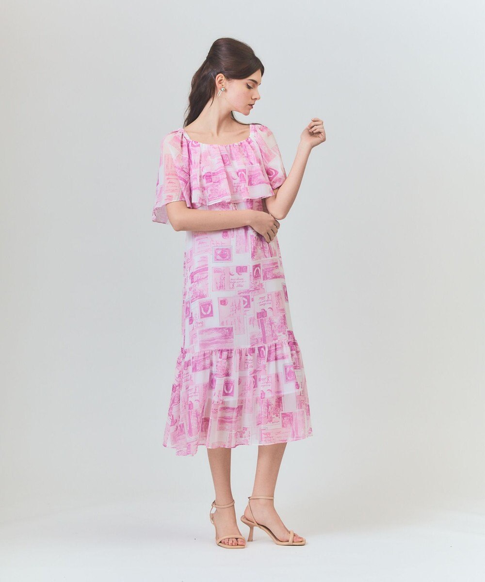 GRACE CONTINENTAL シフォンプリントドレス 