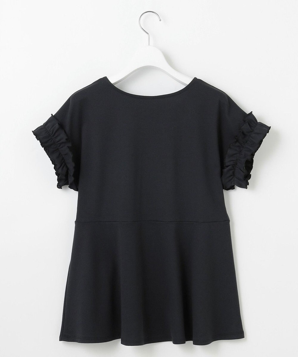 Feroux 【汗ジミが目立たない】フリル袖ペプラムデザインTシャツ 