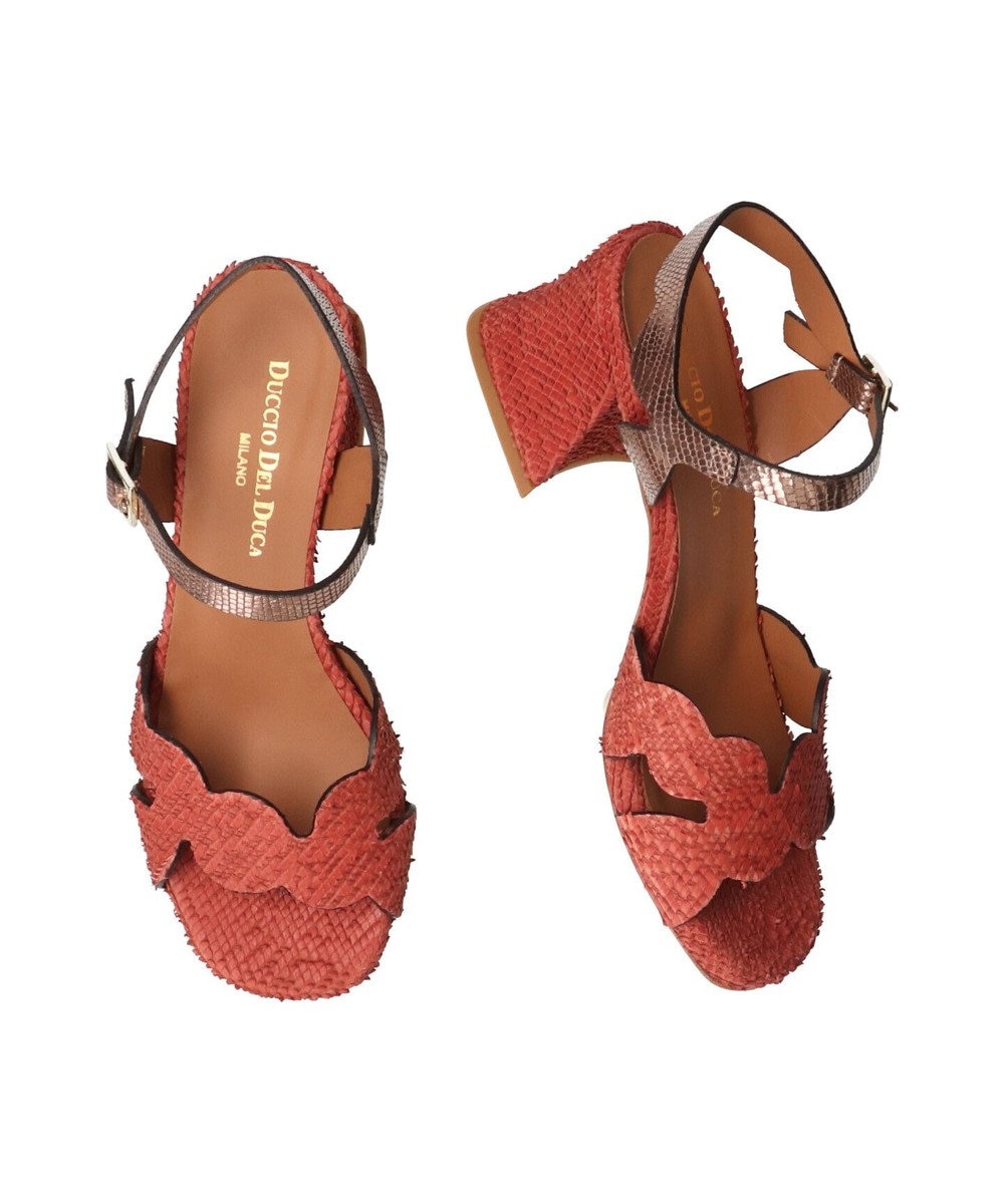 INTER-CHAUSSURES 【DUCCIO DEL DUCA】異素材コンビチャンキーヒールサンダル 