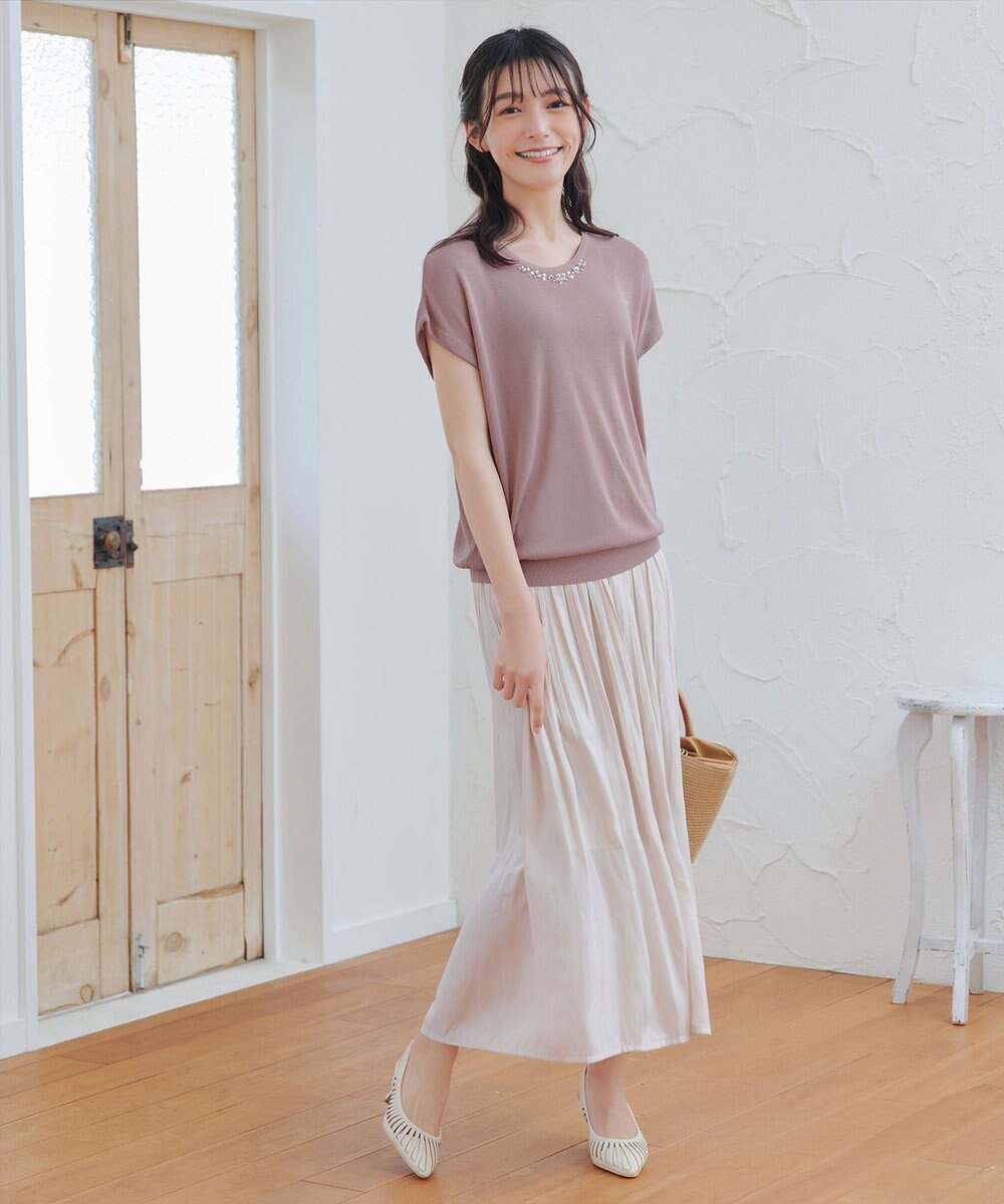 Tiaclasse 【洗える】ヴィンテージサテン消しプリーツパンツ 