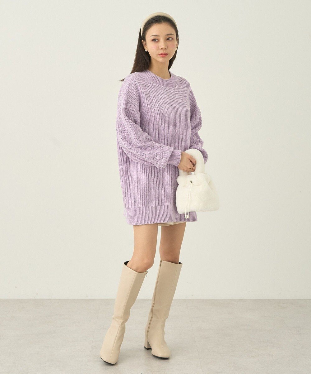 earth music&ecology シャイニーベロアチュニック 