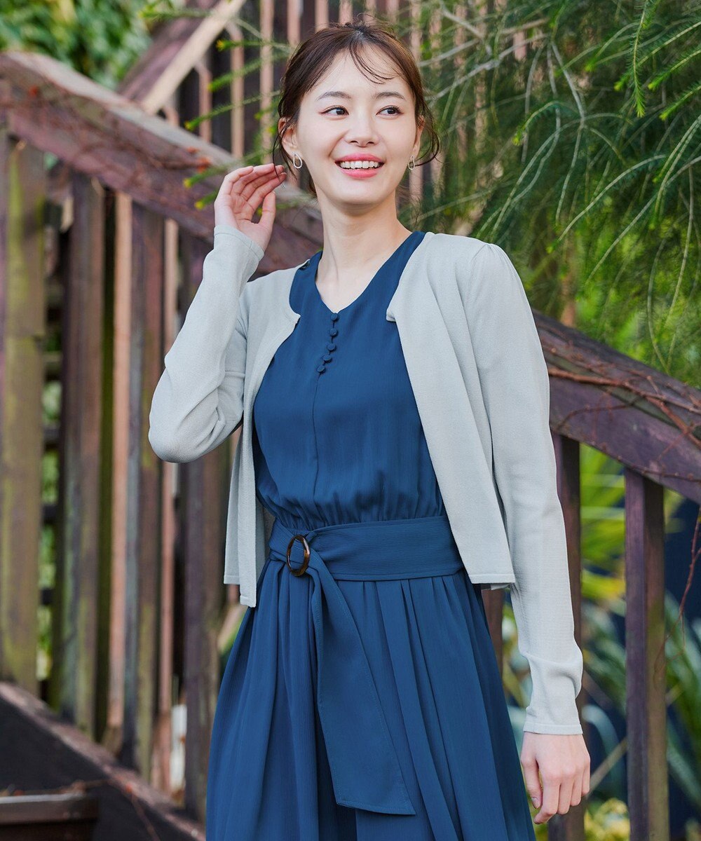 Tiaclasse L 【洗える】長袖サマーニットカーディガン 