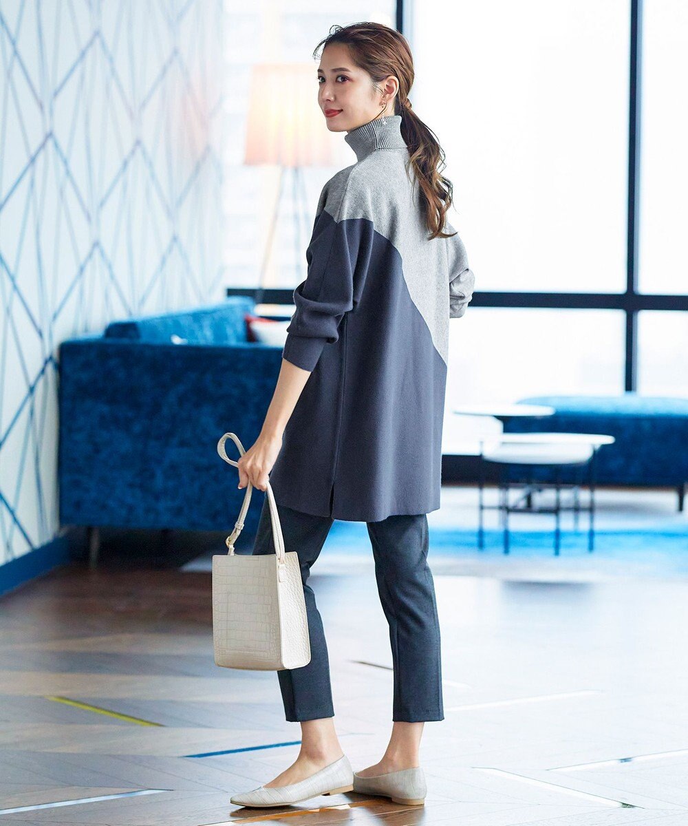 Tiaclasse 【洗える】配色ドルマンニットチュニック 