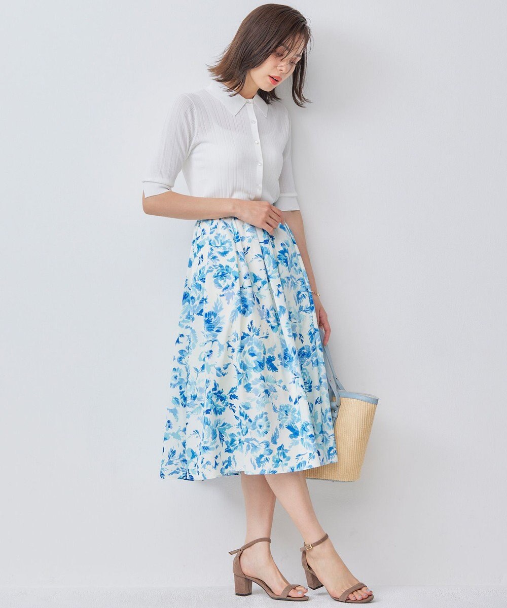 組曲 L 【WEB限定カラーあり】衿付きシアーニットポロ 