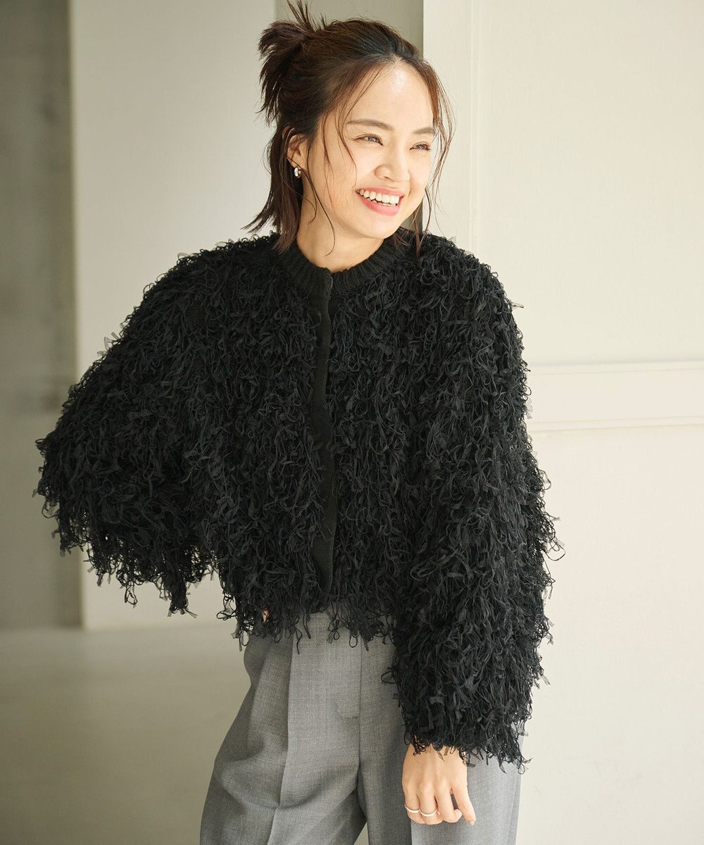 #Newans リボンヤーンニットカーディガン 