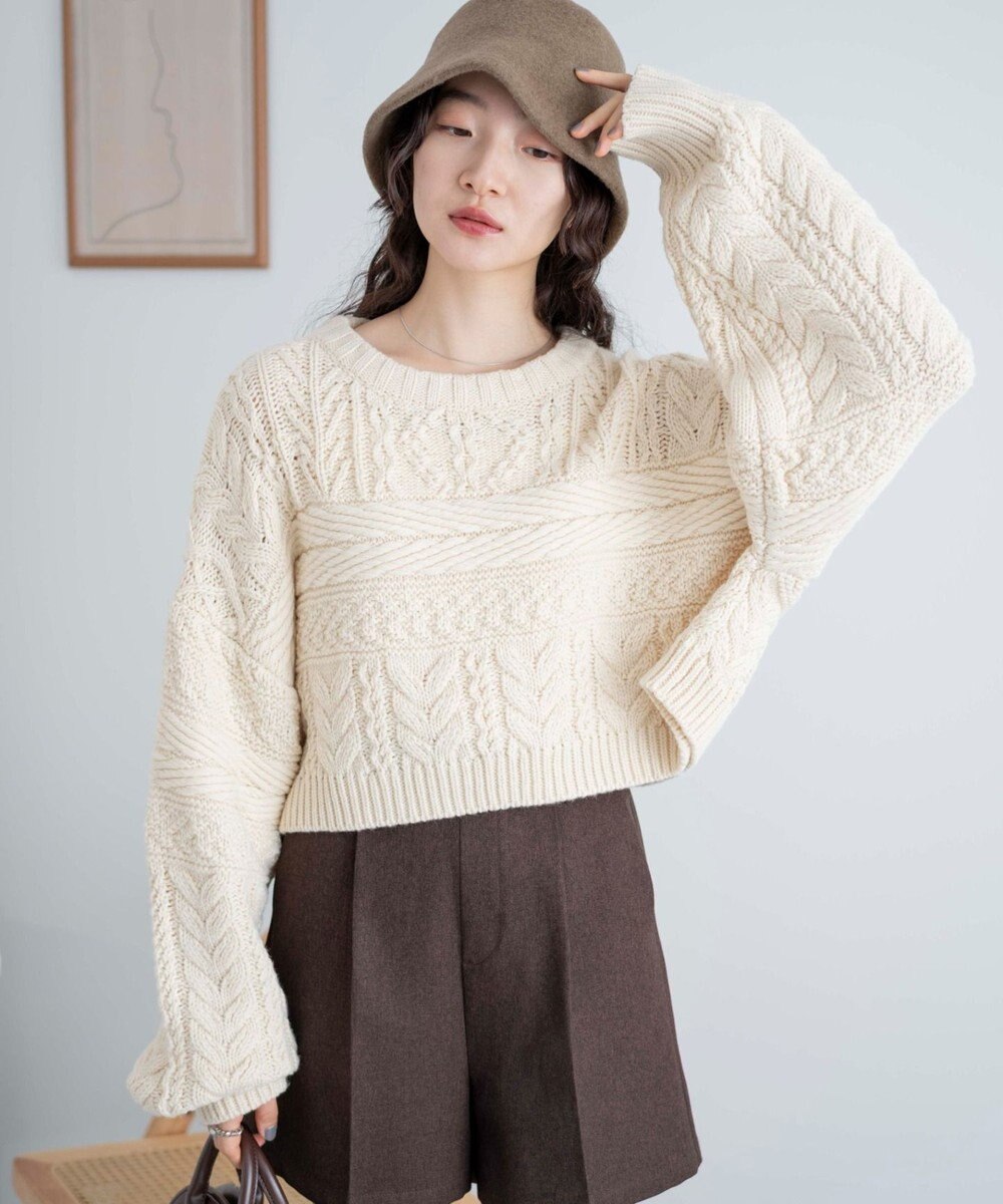 WEGO ケーブルショートニット 