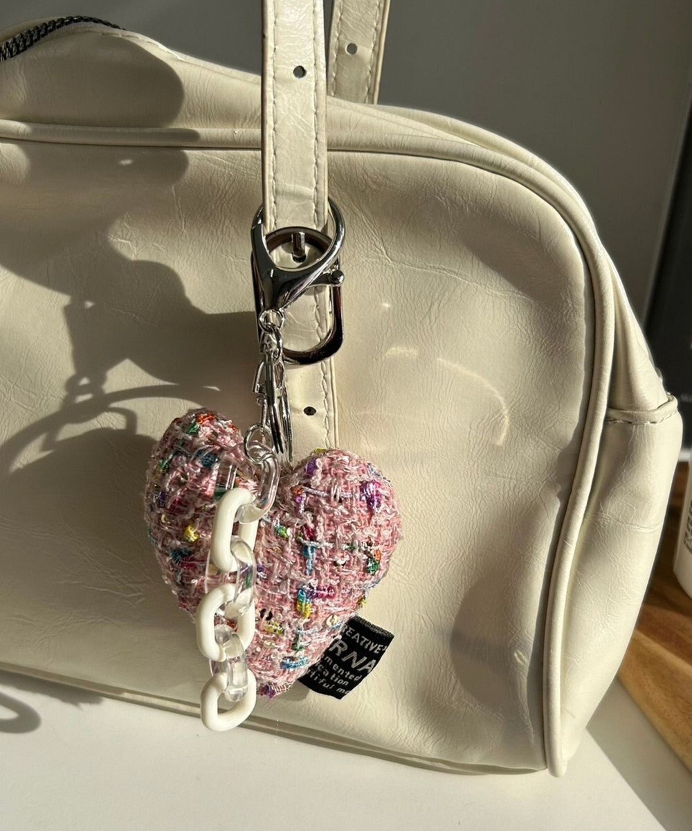 WEGO ツイードビッグハートキーホルダー 