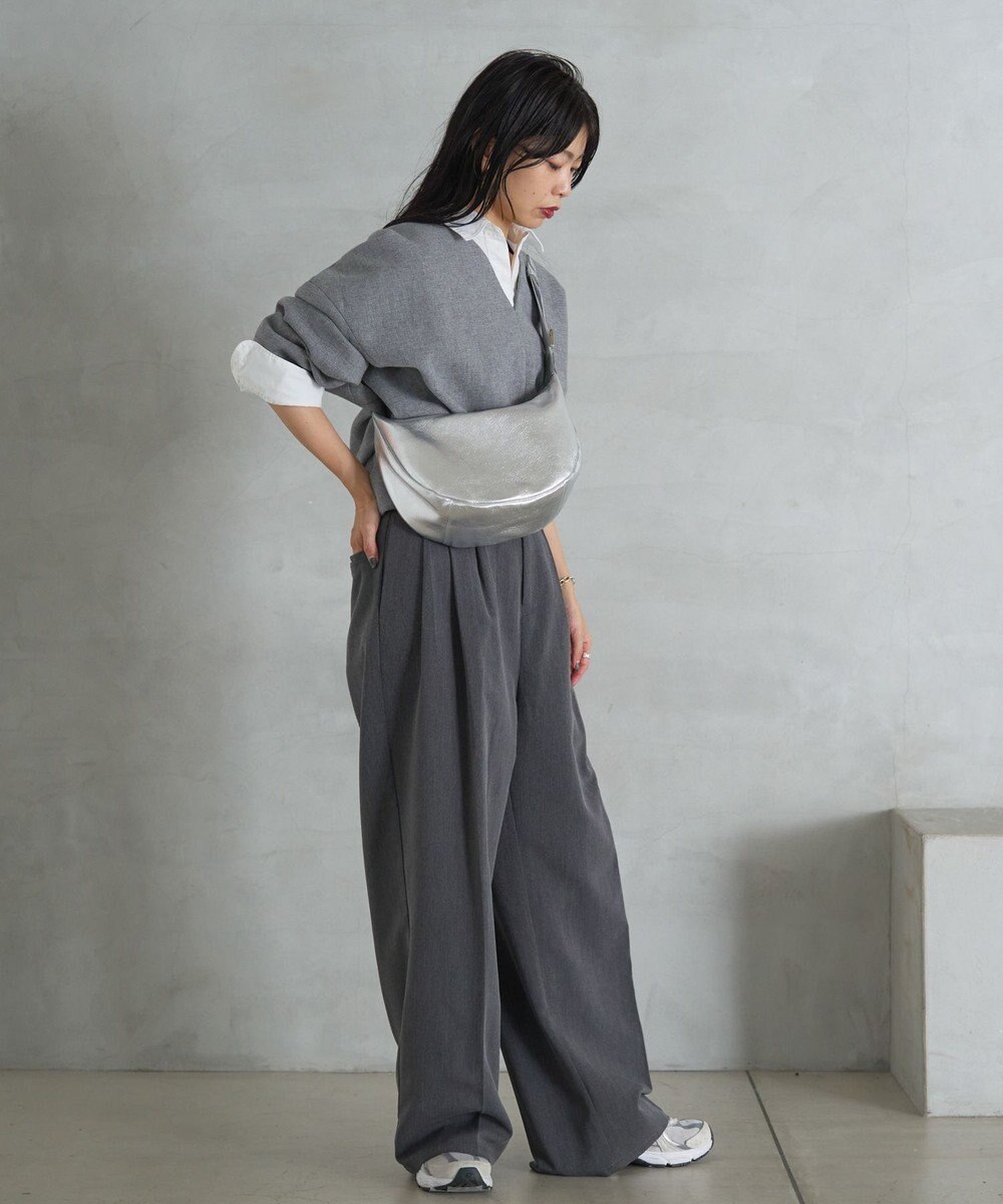 russet ソフトレザーラウンドショルダーバッグ【シルバー】(CE-1470-WEB) 