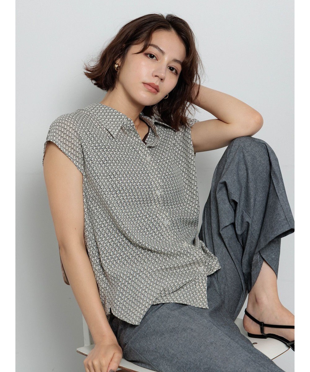 Te chichi シアサッカージオメ柄シャツブラウス 