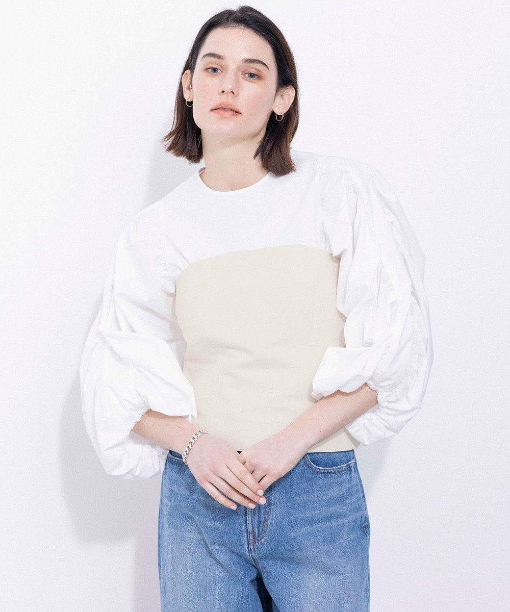 NAVE 【Nave・洗える】タイプライタークロス ギャザーブラウス 