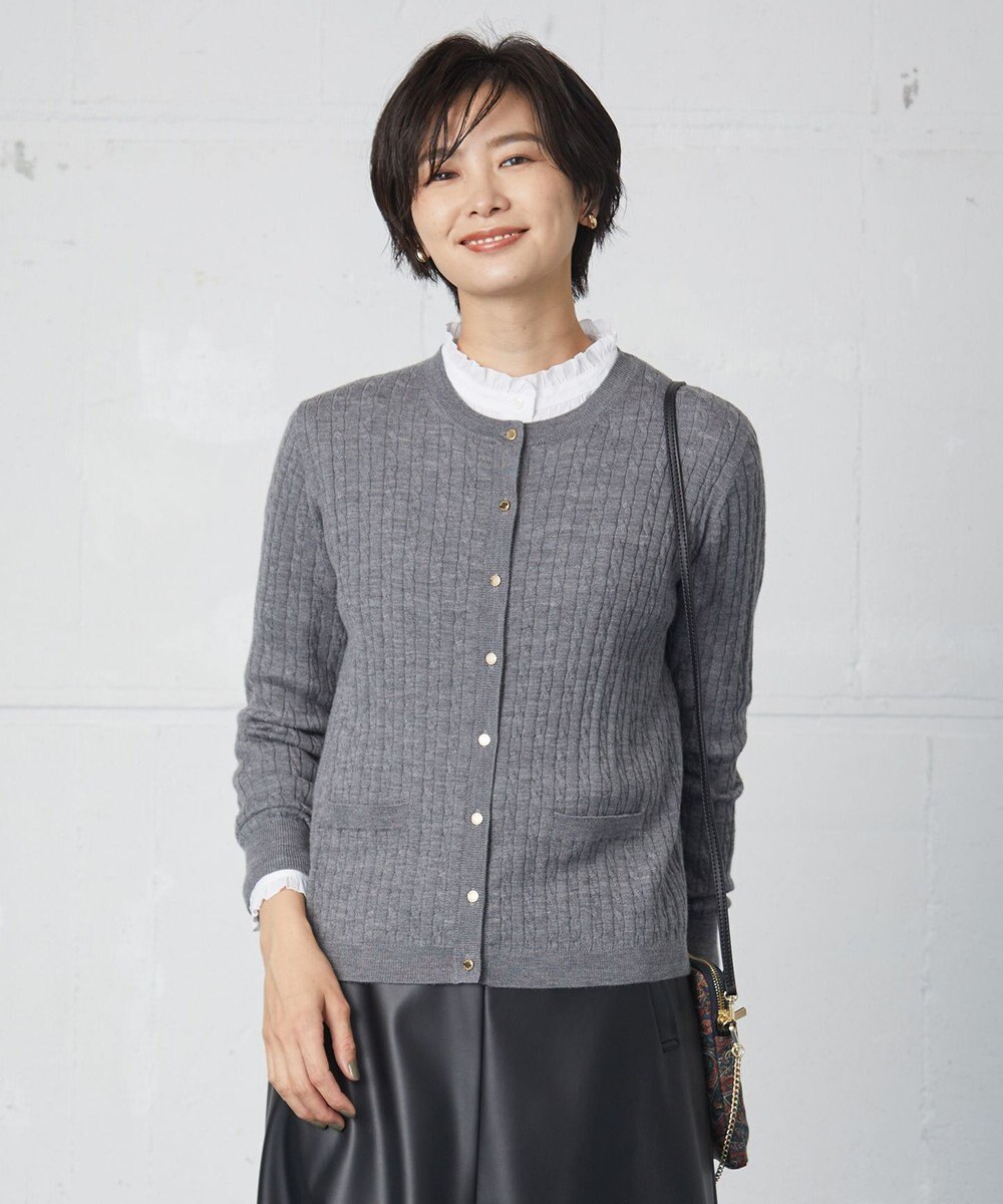 J.PRESS LADIES 【洗える】KNIT BASIC ミドル カーディガン 
