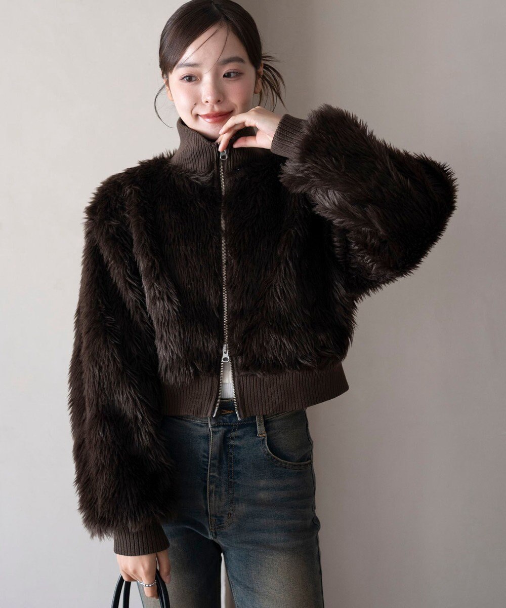 WEGO 【25年秋冬新作】フェイクファーショートブルゾン 