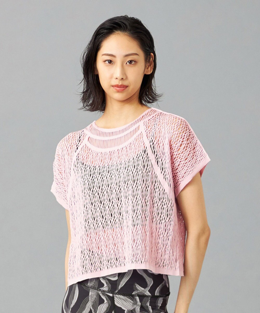 Chacott 【ノーソーイングニット】ランダムメッシュニットTシャツ 